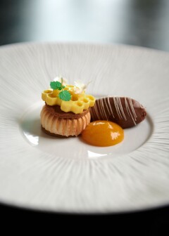 Dessert met honing en chocolade bij vecera groot